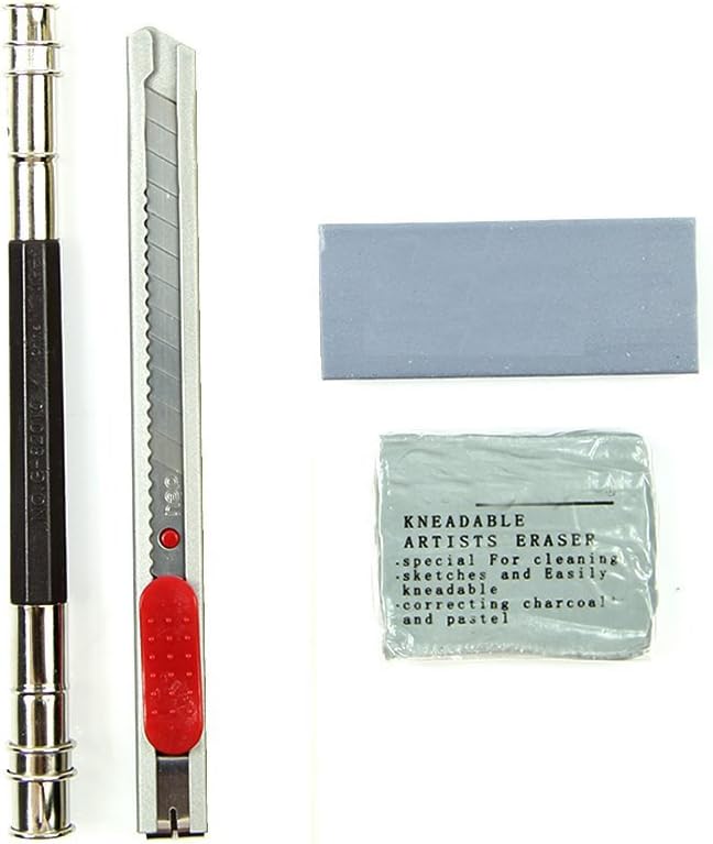 Finex Lápices de bocetos premium de 18 piezas, borrador, cuchillo, extensor, lápiz de papel, juego de dibujo con bolsa