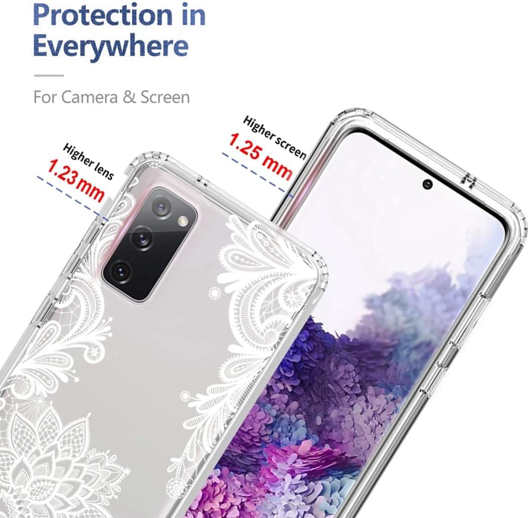 Tothedu Funda para Samsung Galaxy S20 5G, Samsung S20 SM-G981U con protector de pantalla de vidrio templado, bonito patrón de mandala transparente,