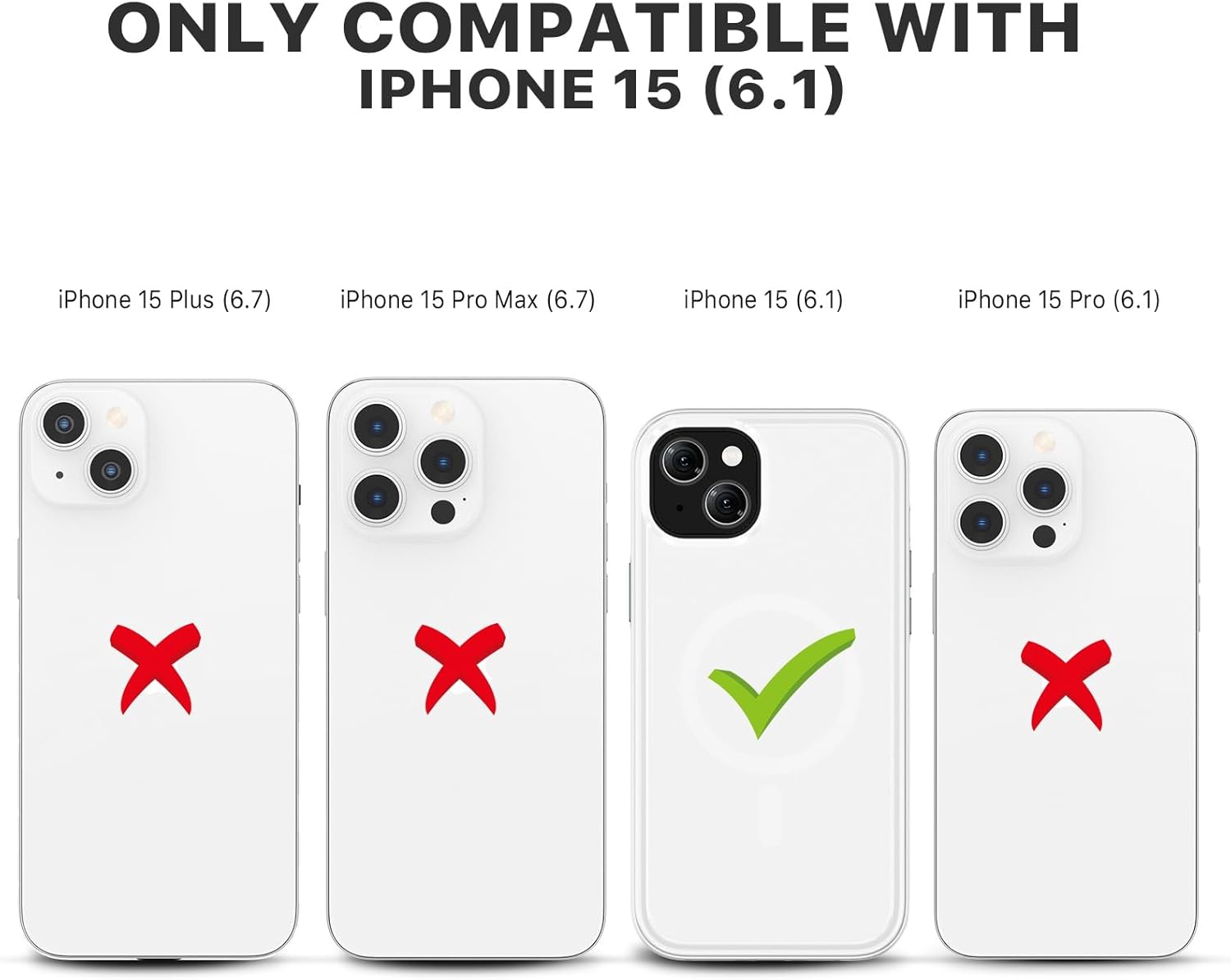 MYBAT PRO – Funda magnética para iPhone 15 de 6.1 pulgadas, compatible con MagSafe, funda delgada de la serie de fusibles, de policarbonato duro +