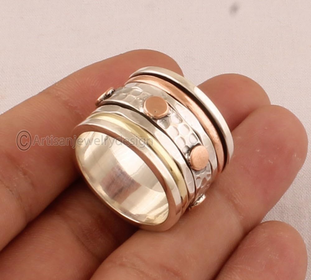 Spinner Silver Ring, Statement Silver Ring, Minimalist Silver Ring, 925 Silver Ring, Fidget Spinner Ring, Yoga Spinner Ring, Wide Band Rings,