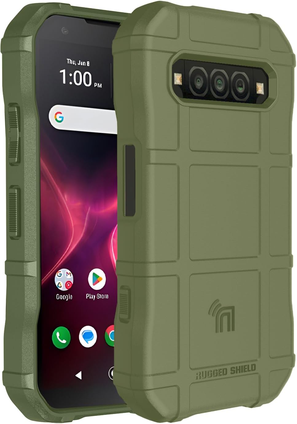 Nakedcellphone Serie Special Ops compatible con Kyocera DuraForce Pro 3, funda protectora resistente contra huellas, textura de agarre mate, verde