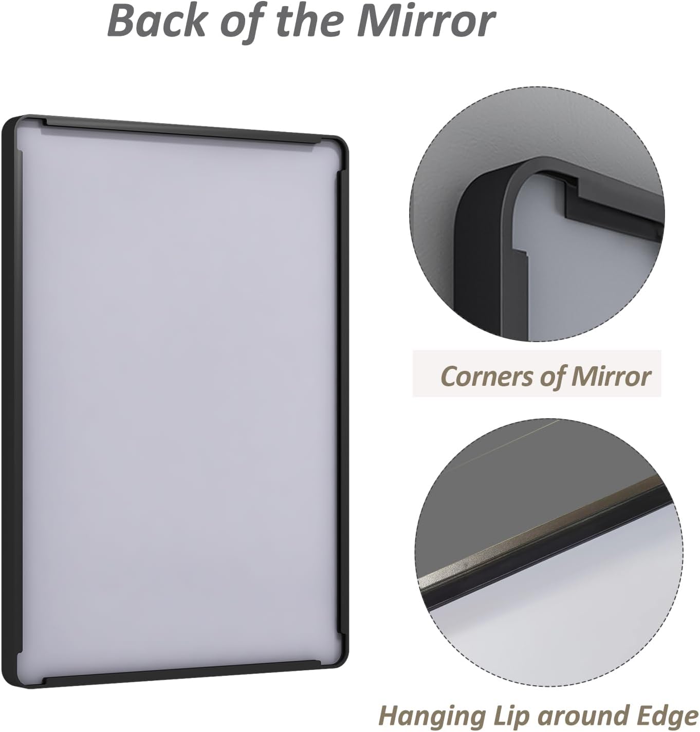 Espejo de baño negro mate de 22 x 30 pulgadas, espejos rectangulares modernos con marco de metal para pared, esquinas redondeadas