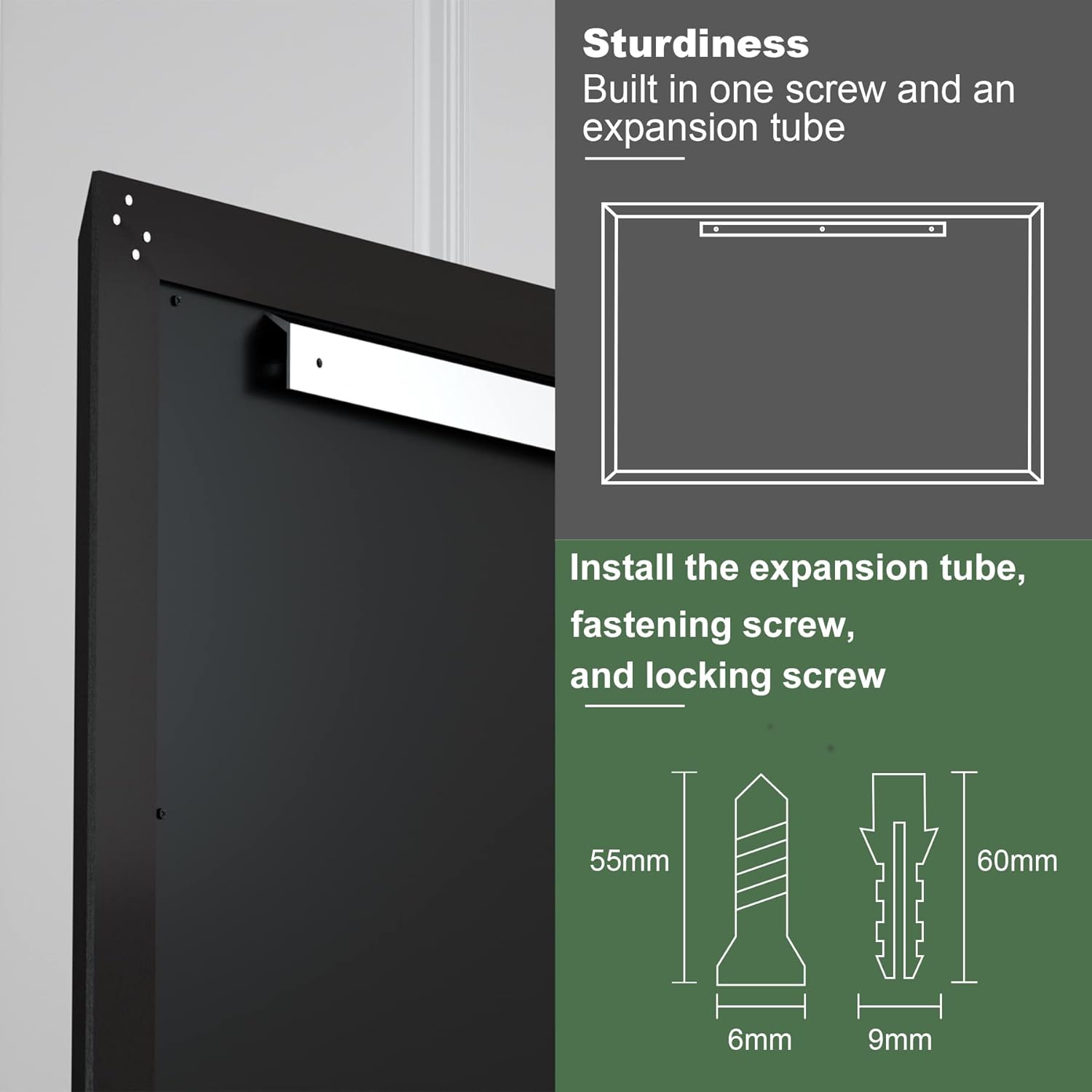 Espejo de baño con marco negro de 36 x 30 pulgadas para pared, espejo rectangular de tocador de baño, espejo de pared negro mate con marco biselado