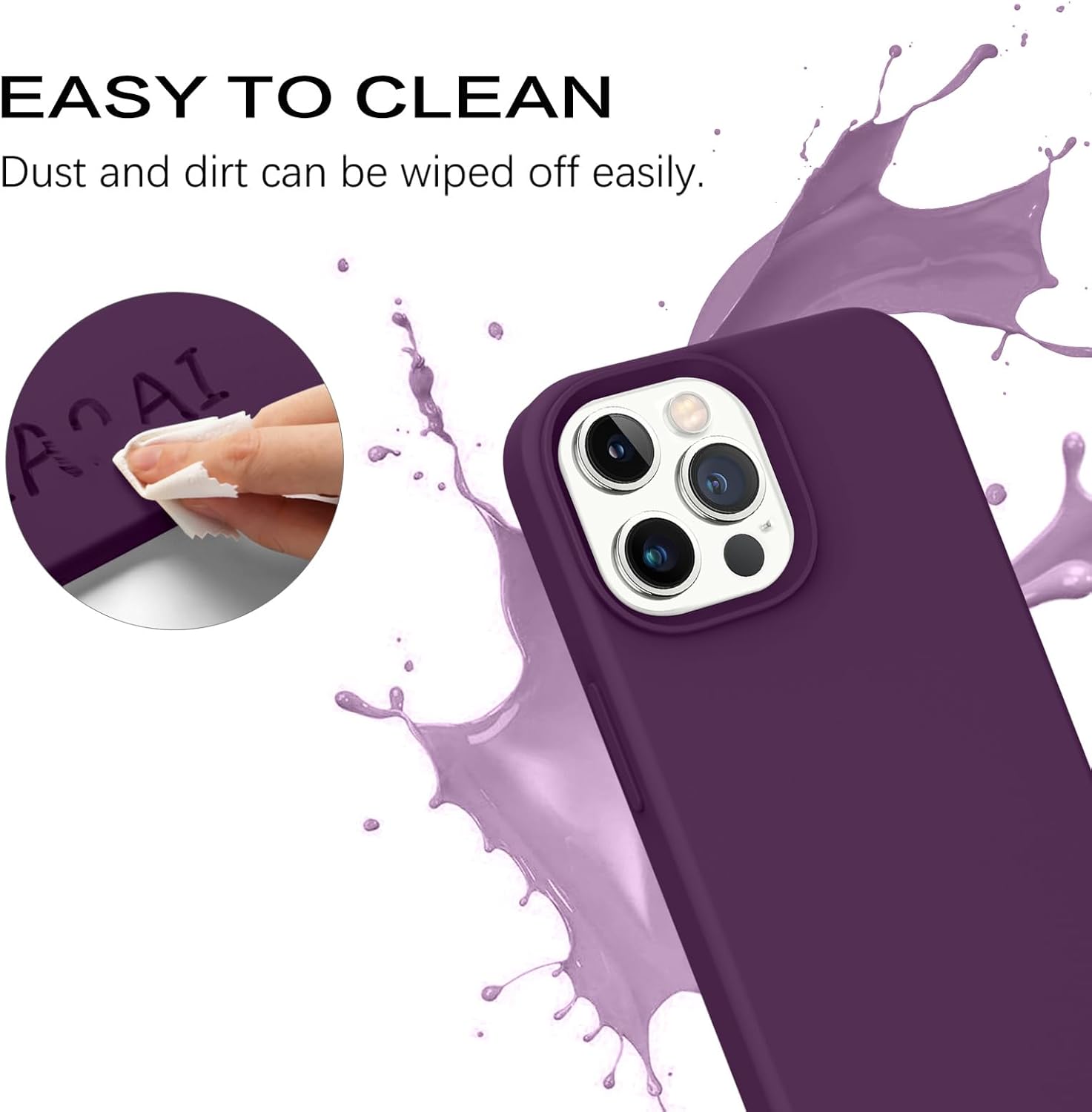 BENTOBEN Funda para iPhone 13 Pro, silicona suave, goma de gel, forro de microfibra, parte trasera dura, a prueba de golpes, funda protectora para