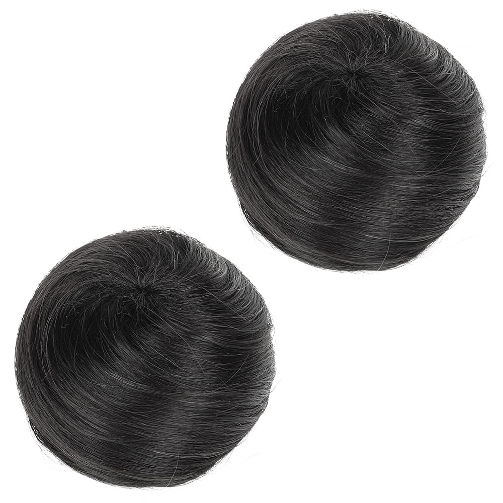2 piezas de cabello humano desordenado de moño, moño rosa desordenado, moño para mujeres, coleteros de cabello real, extensiones de moño para cola