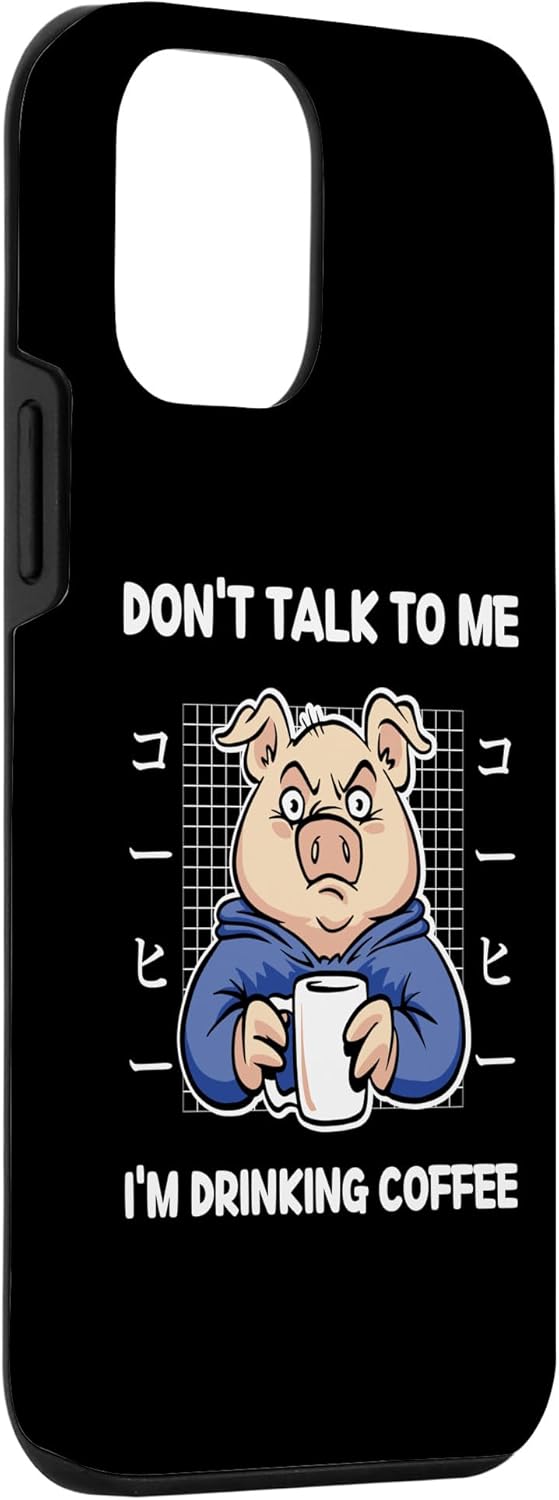 iPhone 12 mini Pig Don’t Talk To Me I’m Drinking Coffee Japanese Style Case