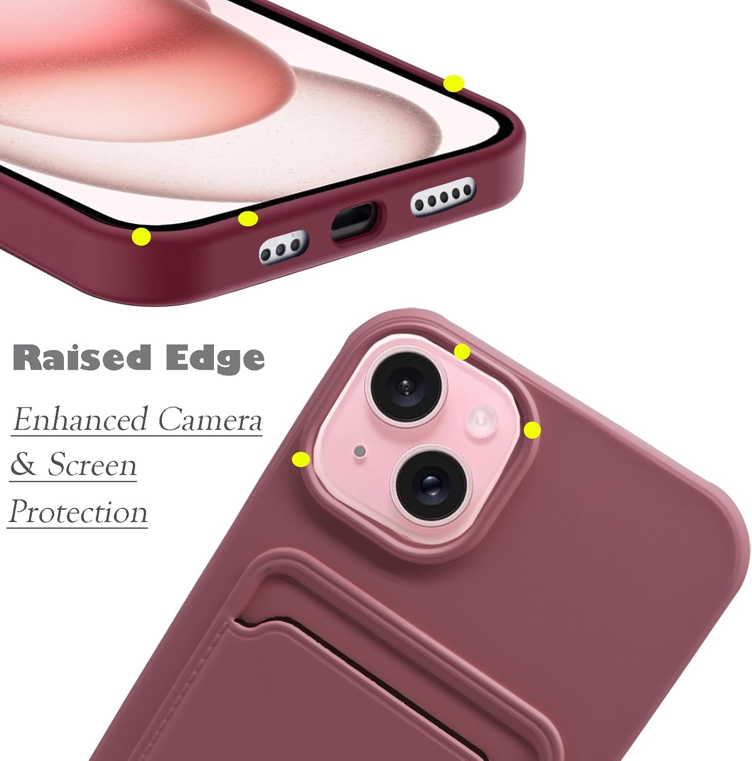 Unov Funda compatible con iPhone 15 Plus (2023), iPhone 14 Plus (2022) de 6.7 pulgadas, funda protectora delgada de TPU suave con tarjetero fácil de