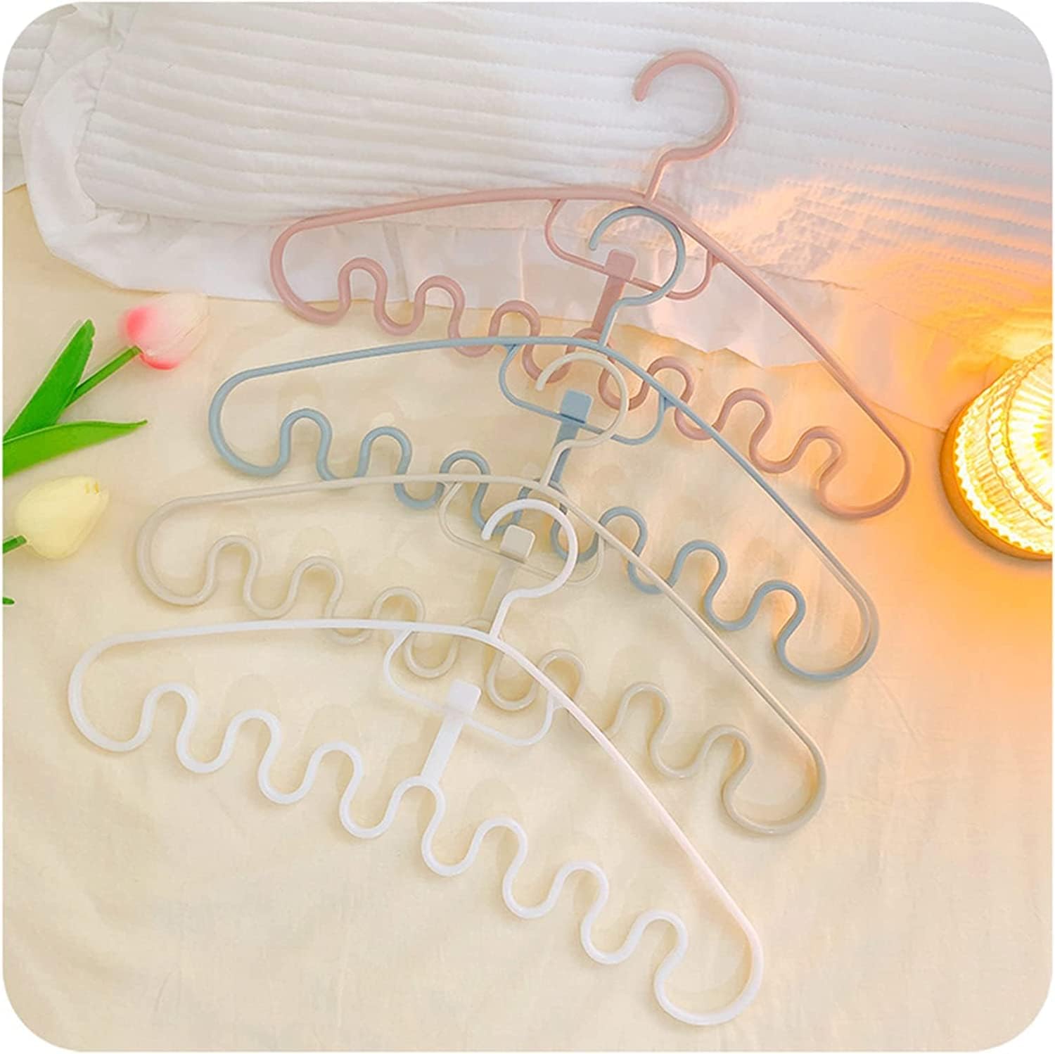 Percha apilable con patrón de ondas (paquete de 10) (rosa)