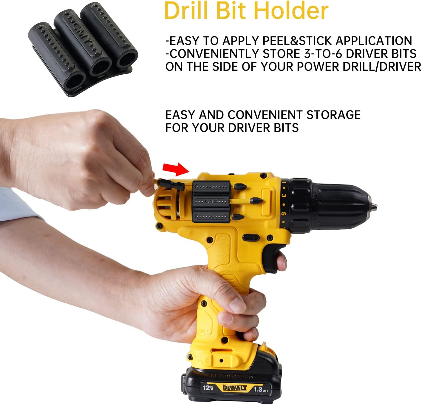 CMY – Funda para herramientas para taladro Dewalt, paquete de 6, lleva hasta seis puntas de destornillador en el lateral de tu taladro eléctrico o