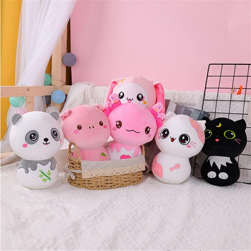 Peluche de hongo de 8 pulgadas, animal de peluche de gato negro, bonita almohada de peluche, para regalos adecuados para niñas y niños (gato negro