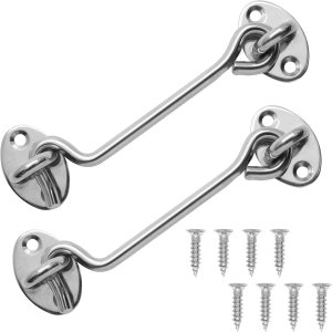 Paquete de 2 ganchos para puerta de 6 pulgadas y cierre de ojo de alta resistencia para cabina de privacidad para puerta, puerta, granero, Paquete de 2 ganchos para puerta de 6 pulgadas y cierre de ojo de alta resistencia para cabina de privacidad para puerta, puerta, granero,