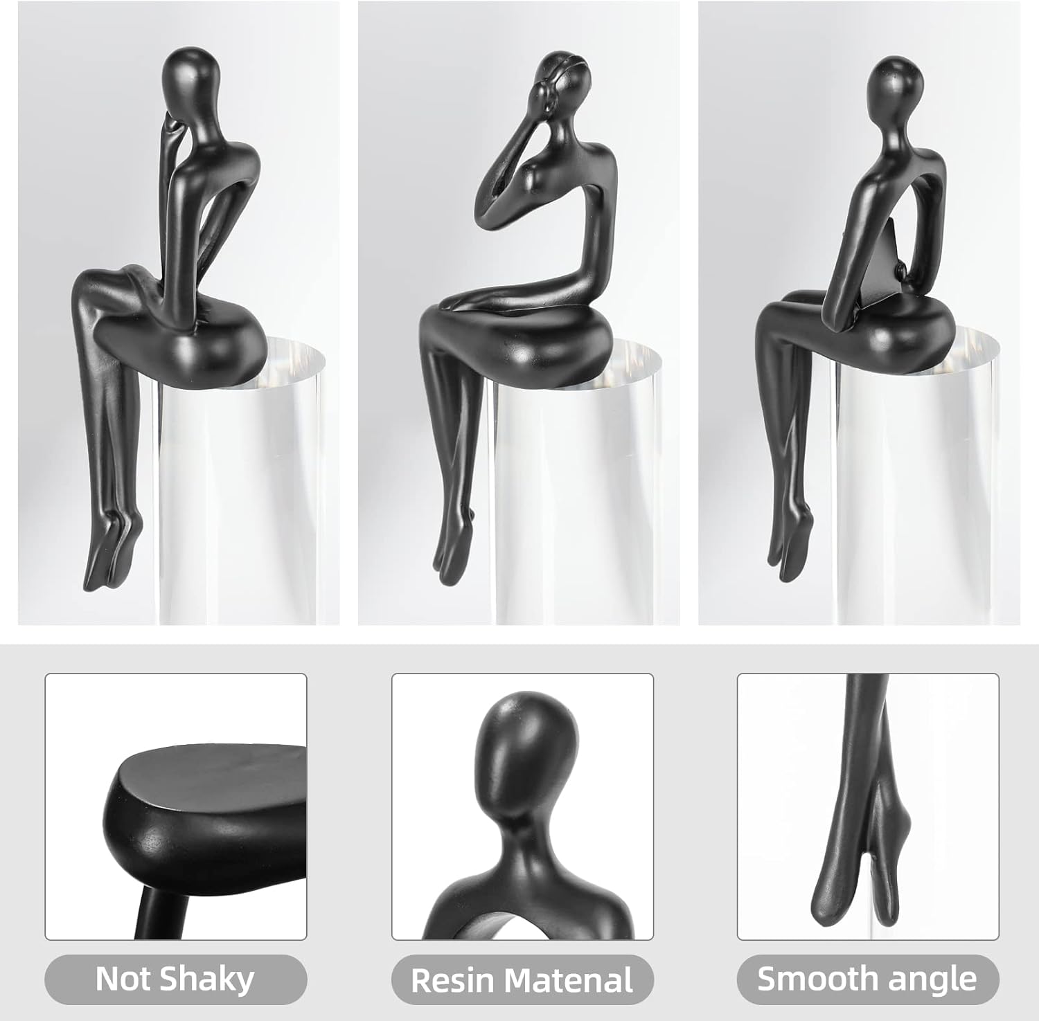 Estatua de Thinker – Escultura de arte abstracto, figuras coleccionables de resina dorada para el hogar, sala de estar, oficina, estante, gran idea