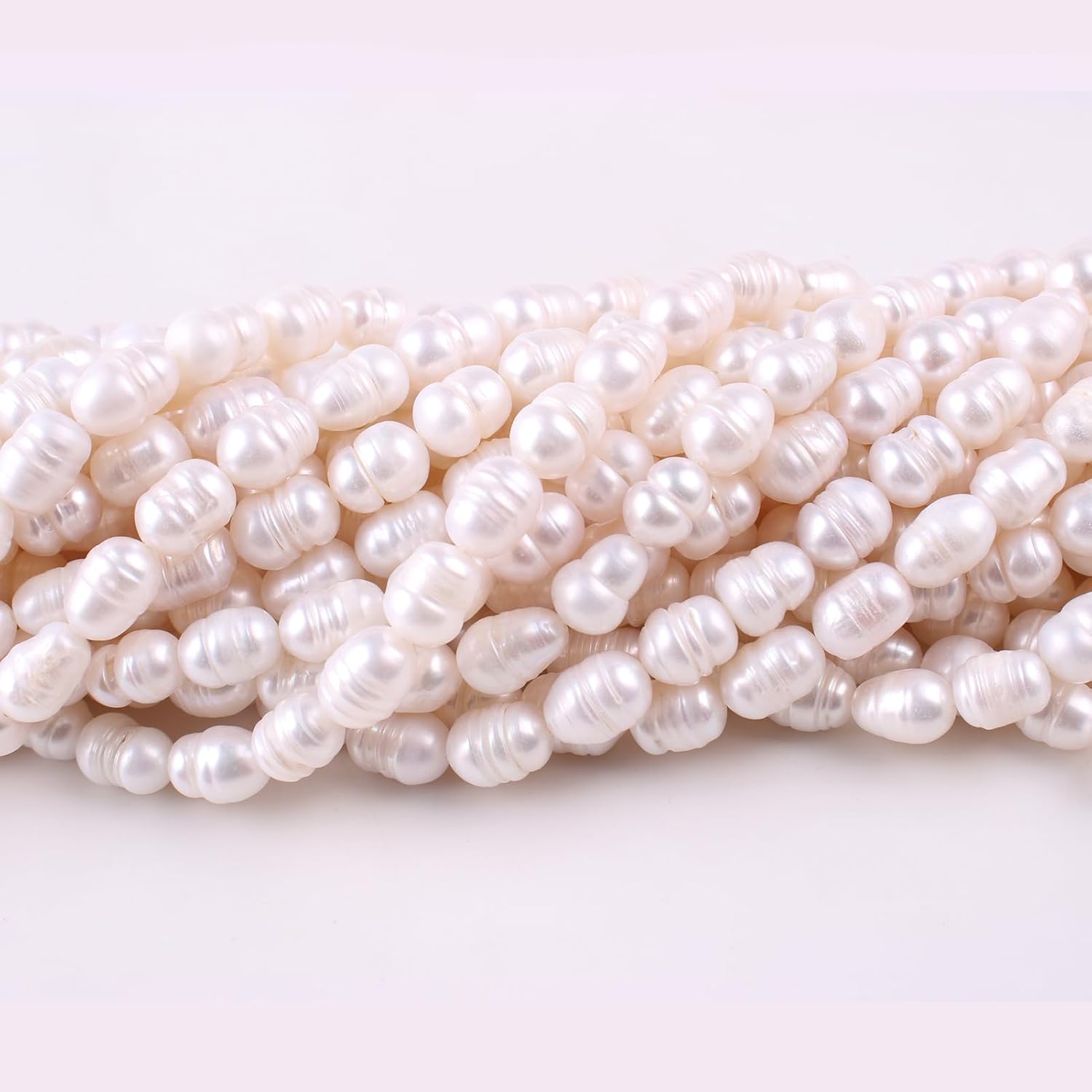 Cuentas de perlas de agua dulce genuinas para hacer joyas, perlas blancas con forma de arroz cultivado de agujero de 0.031 in para hacer pulseras