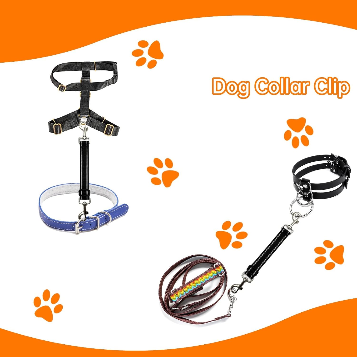 Clip de seguridad para perro, clip de seguridad para collar de punta, 2 clips de seguridad para clip de punta, clip de seguridad para collar de