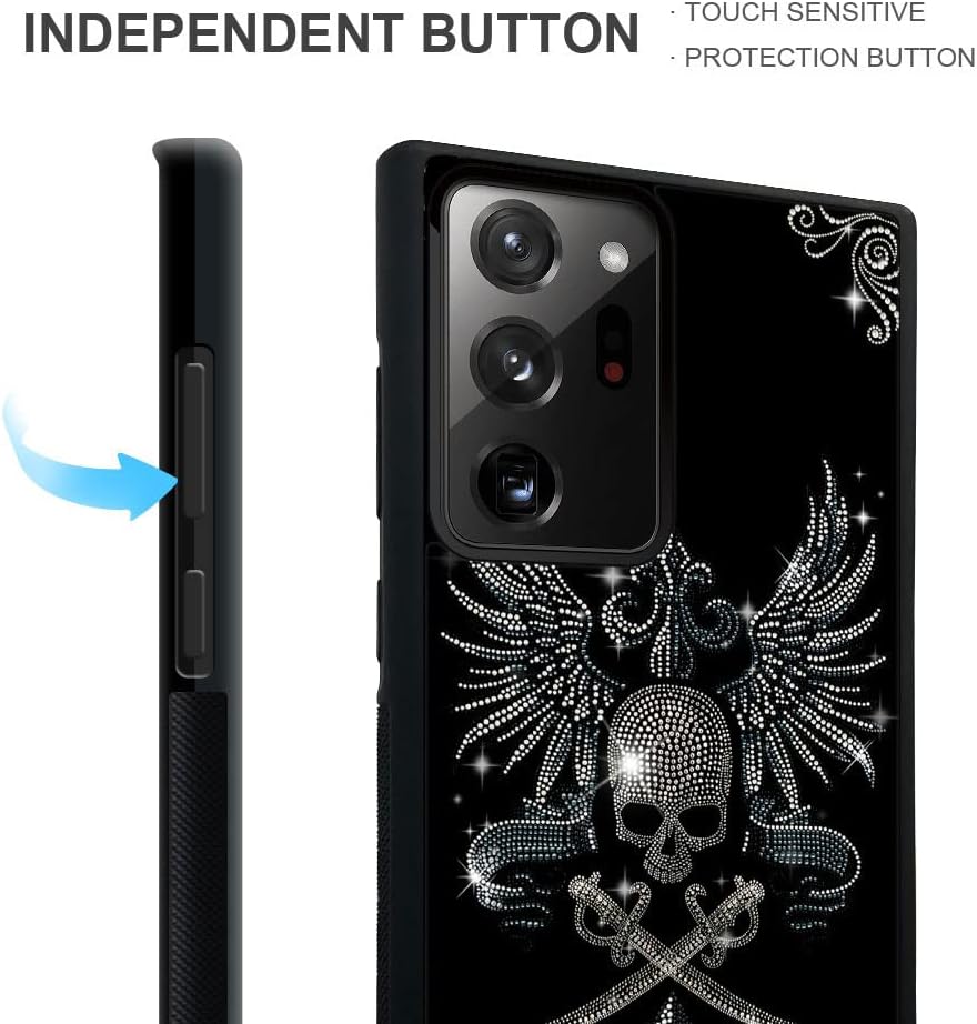 ZHEGAILIAN Funda compatible con Samsung Galaxy Note 20, funda de calavera de diamante para Samsung Galaxy Note 20 para niñas, diseño de patrón
