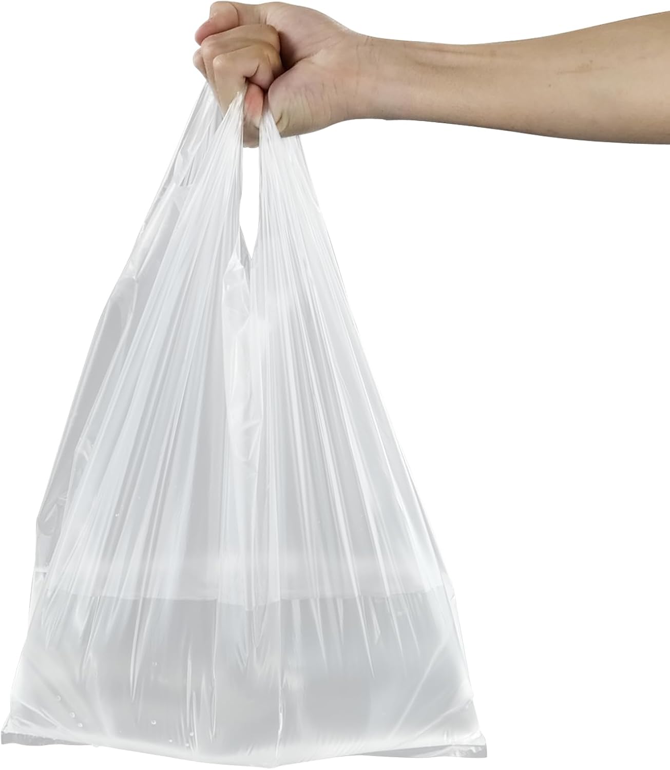 480 bolsas de plástico para camisetas con asas, bolsas de comestibles reutilizables, transparentes
