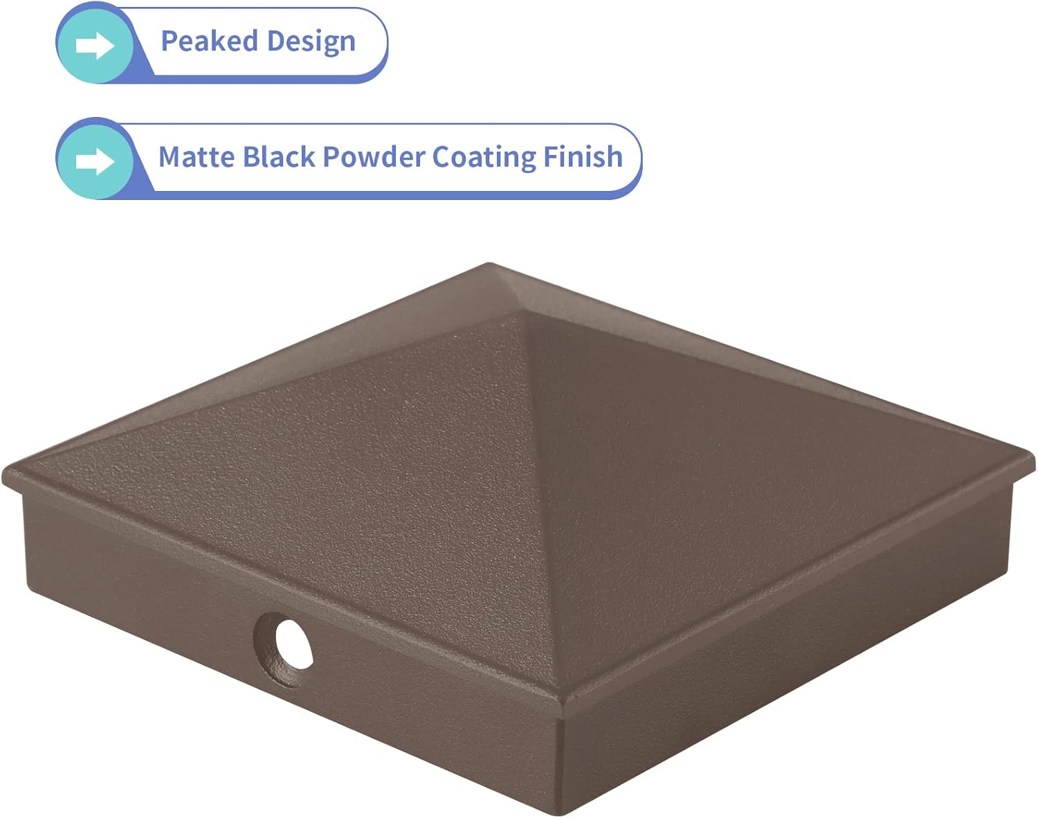 4 tapas de poste de pirámide de aluminio, tapas de poste de valla para poste de madera real de 3.5 x 3.5 pulgadas (4 x 4 pulgadas nominal), tapas de