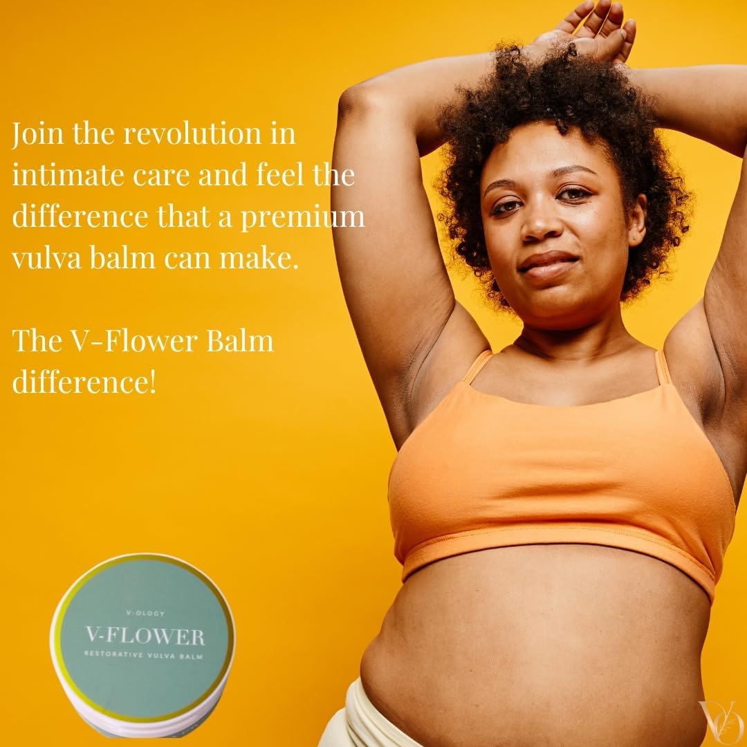 V-Ology V-Flower Balm – Bálsamo orgánico vulva, alivia la sequedad femenina, picazón, enrojecimiento, ardor, olor, rozaduras e irritación,