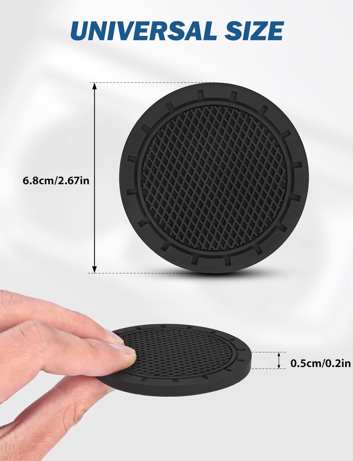 JOYTUTUS Portavasos para automóvil, paquete de 2 posavasos universales antideslizantes a prueba de golpes, portavasos de PVC de 2.75 pulgadas,