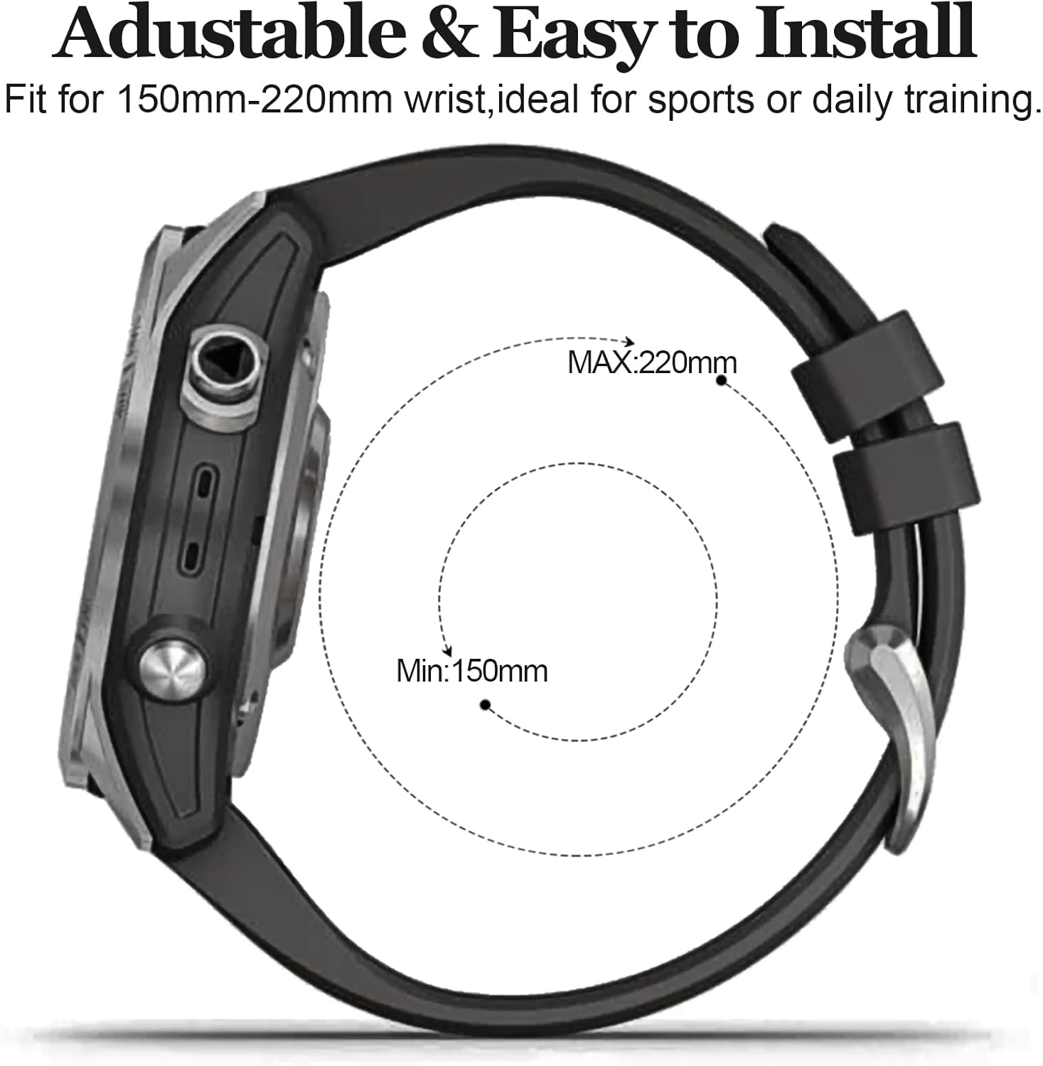 Correa de repuesto QuickFit de 1.024 in para Fenix 7X Pro, correa de silicona EZMVZKU Sport compatible con Garmin Tactix 7 Pro Enduro 2 Fenix 6X Pro