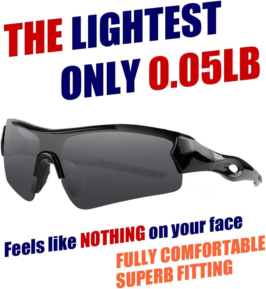 O2O Lentes de sol deportivos polarizados para jóvenes, adolescentes, ciclismo, conducción, golf, béisbol, ciclismo, pesca, correr