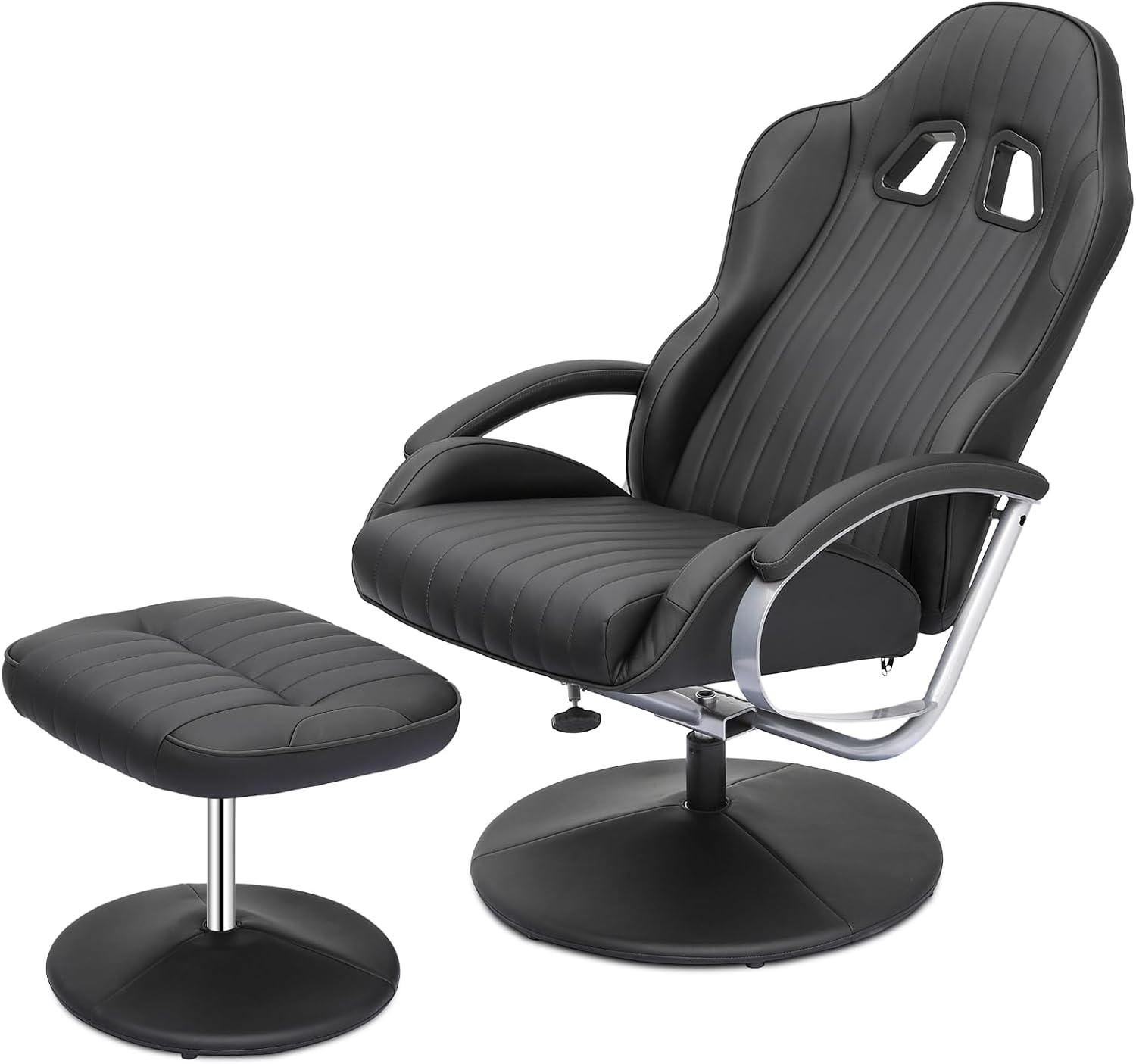 Magshion Silla reclinable estilo carreras con otomana, silla tapizada para videojuegos con respaldo ajustable, silla reclinable giratoria con
