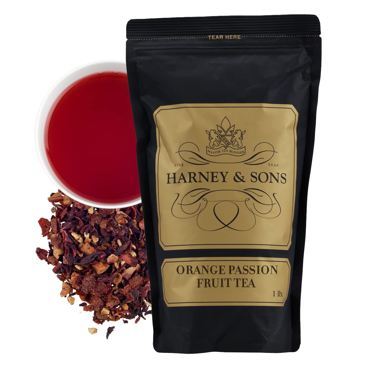 Harney & Sons Fruta de la pasión naranja, bolsa de 16 onzas de té de hierbas sueltas
