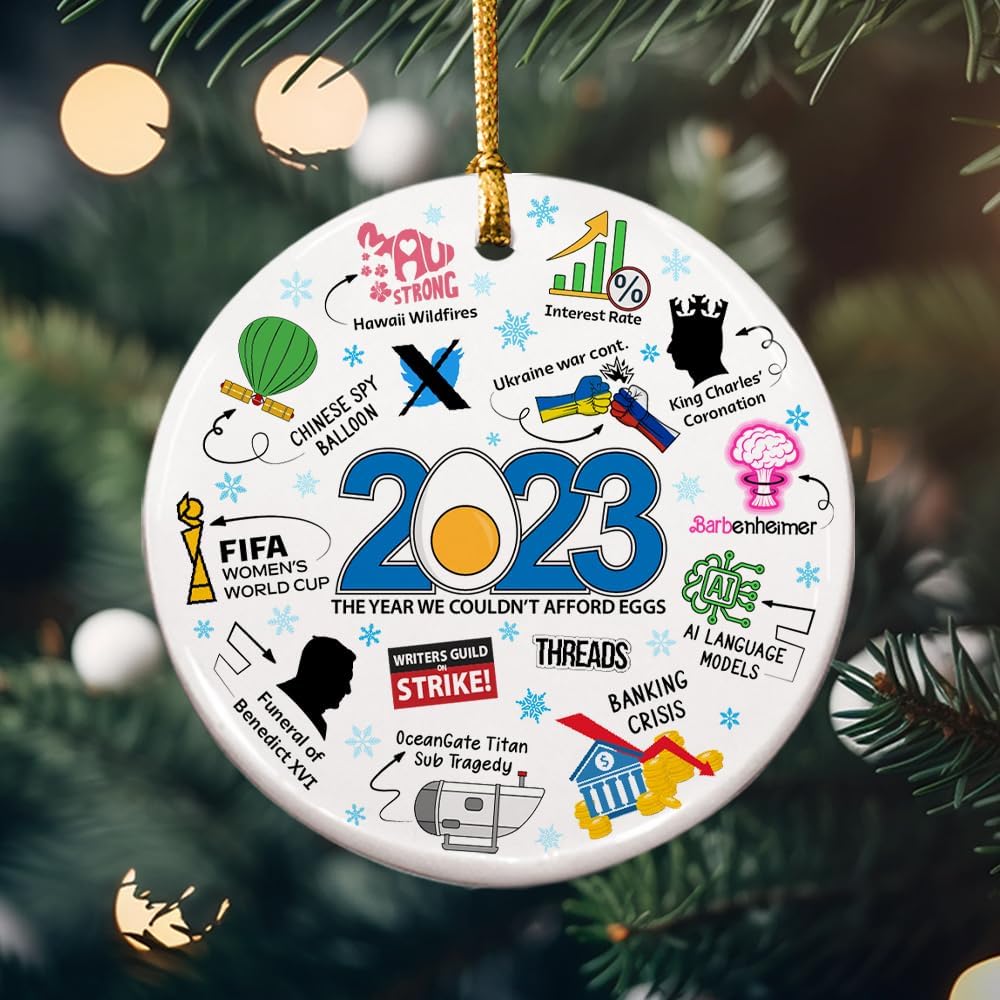 Adorno de cerámica de Navidad 2023, recuerdo divertido de eventos sociales, decoración conmemorativa de festividades