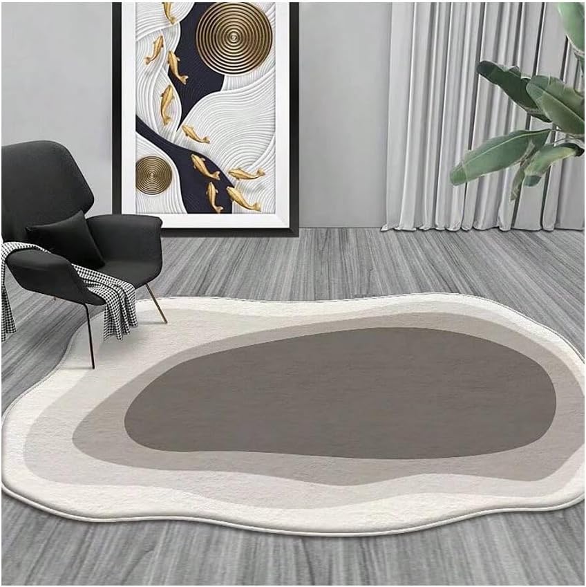 QWINEE Colorblock – Alfombra moderna de felpa mullida de piel peluda, alfombra estampada para el suelo para dormitorio, sala de estar, decoración