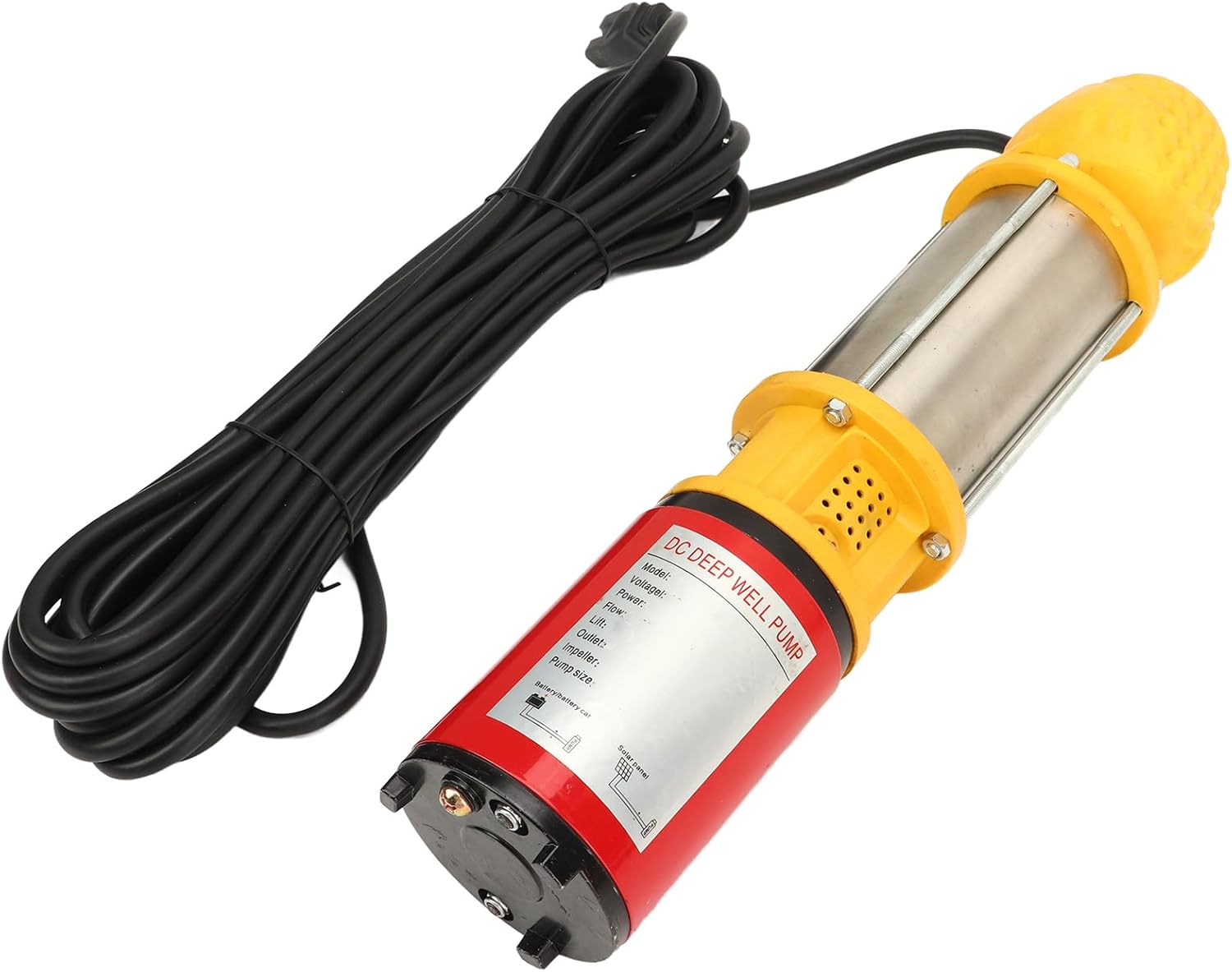 Bomba de pozo profundo DC 400W 59.1 ft Lift Bomba de pozo profundo sumergible solar de gran flujo con junta de salida de 1 pulgada 1.5 pulgadas 2