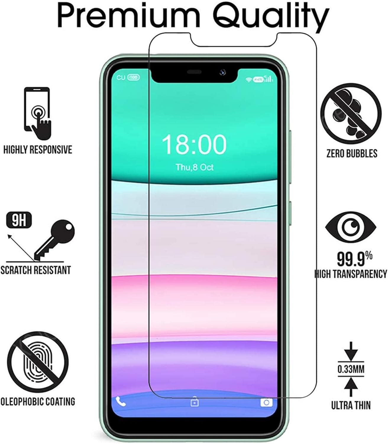 Paquete de 2 protectores de pantalla para Freeyond F9, resistente a los arañazos, sin burbujas, antihuellas, HD, transparente, compatible con