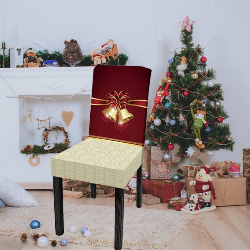 Fundas para sillas de comedor navideñas, 6 piezas, elásticas estampadas, fundas de asiento para decoración de vacaciones, fiestas, cocina, comedor