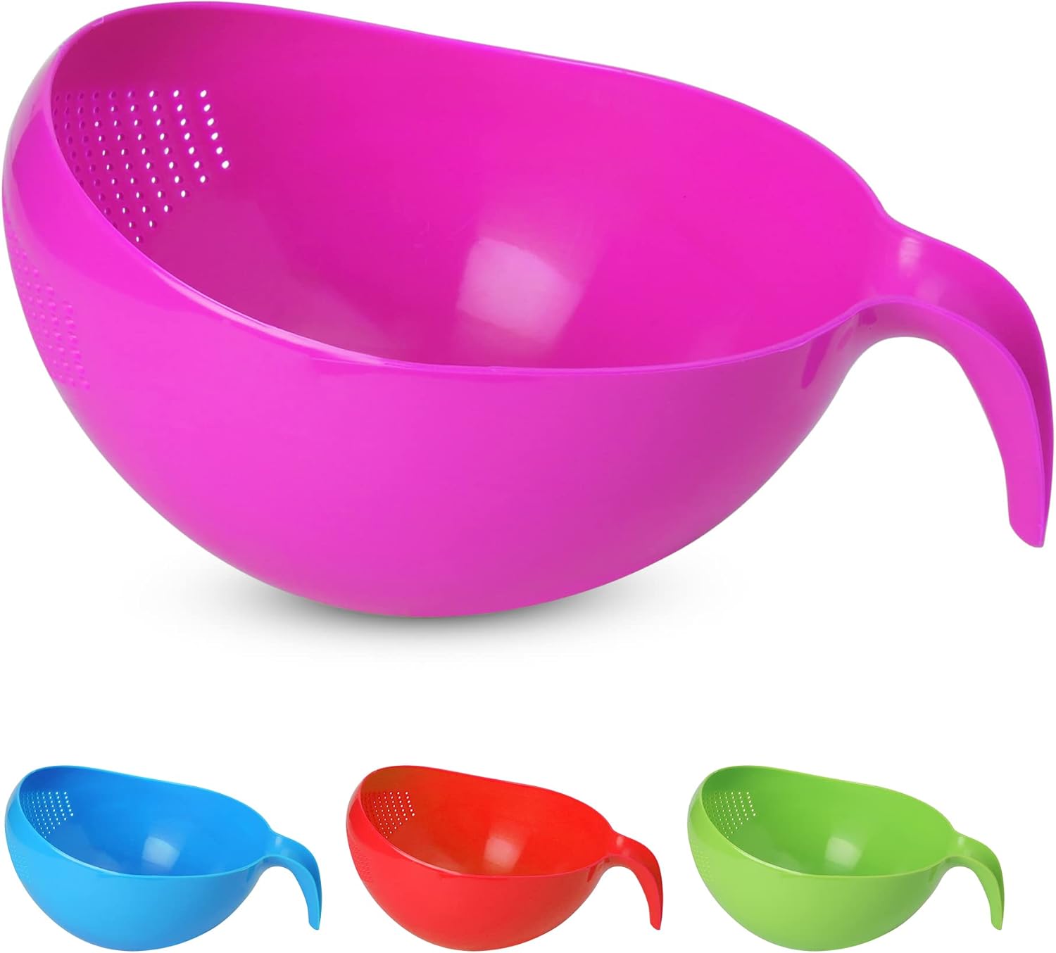 Colador de lavadora de arroz resistente con asa, colador para lavar verdurasarroz, colador para limpiar frutas, verduras y frijoles, 2.1 cuartos de