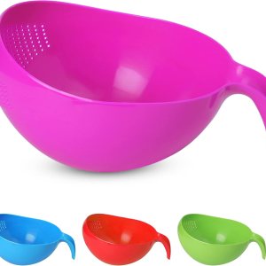 Colador de lavadora de arroz resistente con asa, colador para lavar verdurasarroz, colador para limpiar frutas, verduras y frijoles, 2.1 cuartos de Colador de lavadora de arroz resistente con asa, colador para lavar verdurasarroz, colador para limpiar frutas, verduras y frijoles, 2.1 cuartos de