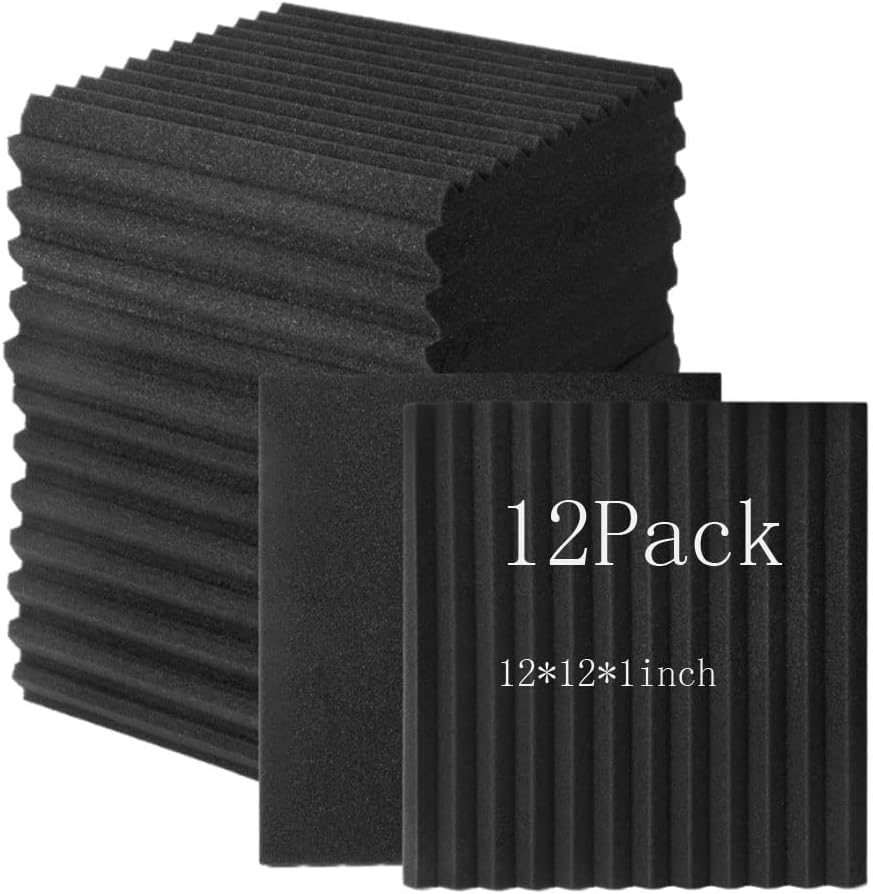 HWLIYUTAI Paquete de 12 paneles acústicos de 1 x 12 x 12 pulgadas, cuñas de espuma acústica de espuma de estudio de alta densidad, cuñas
