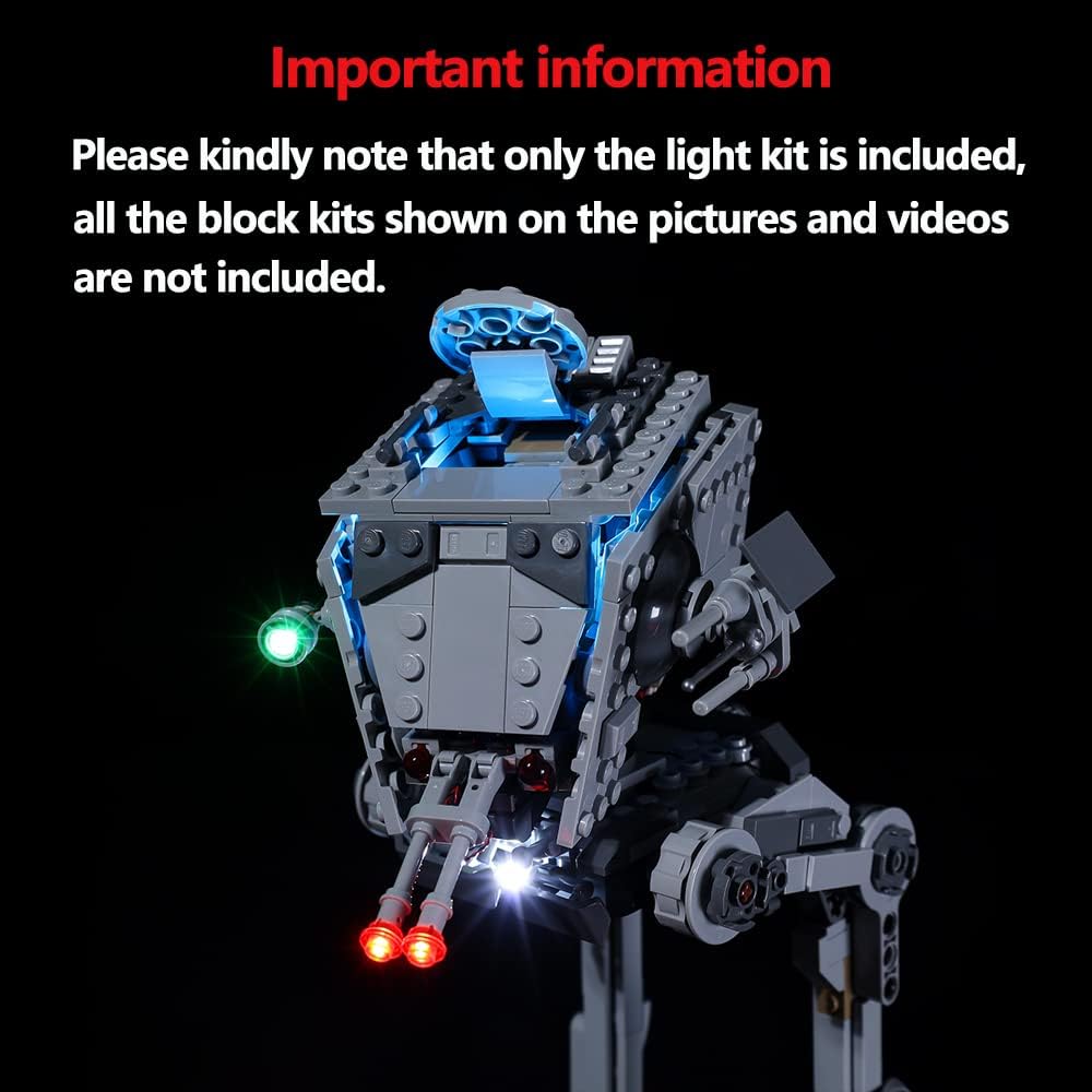 Kyglaring Kit de iluminación LED solo juego de luces diseñado para Lego Star Wars Hoth at-ST 75322 Model Building Set, sin juego de Lego (versión
