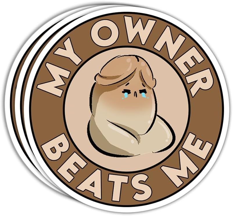 Calcomanías divertidas para el pene con texto en inglés My Owner Beats Me, divertidas calcomanías de humor para adultos, calcomanías de humor para