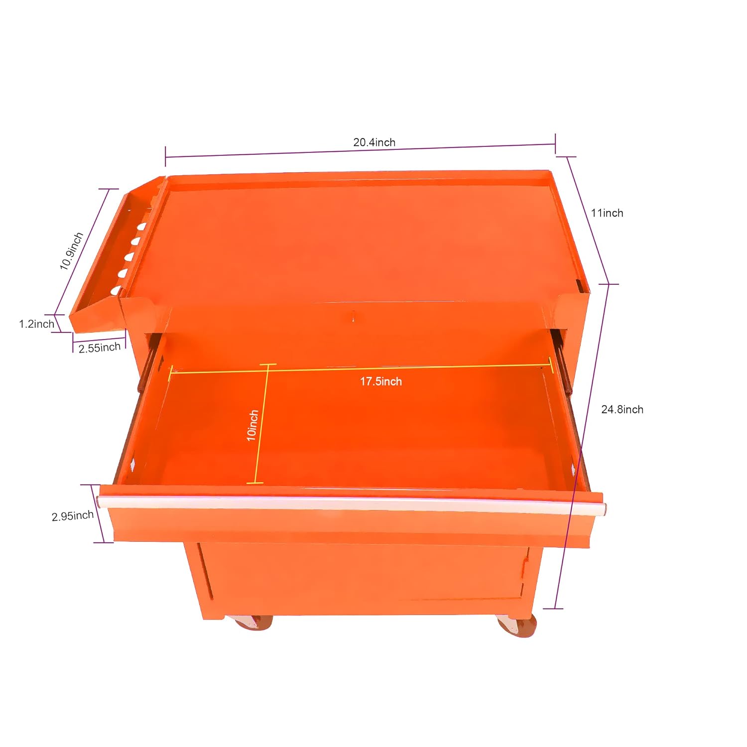 Voohek Ruedas enrollables combinadas, cajón desmontable con armario de almacenamiento para patio trasero de garaje, naranja # A