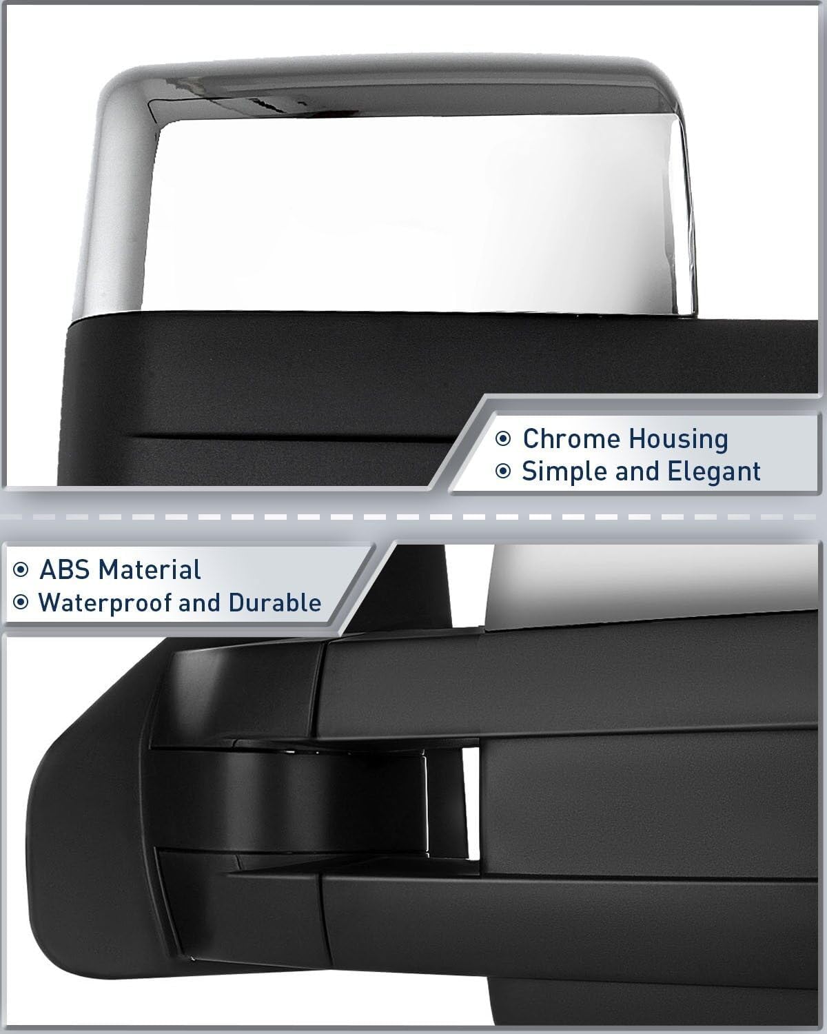 ECCPP Espejos de remolque compatibles con Ford 2004-2014 para camioneta F-150 con control de potencia lateral izquierdo y derecho, señal de giro de
