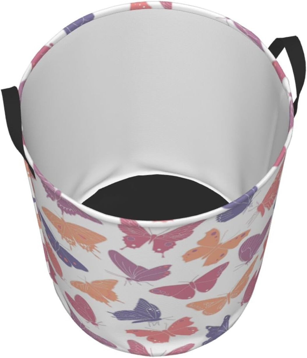 Cesta de lavandería plegable grande con asas, cesta de almacenamiento redonda de fácil transporte, canasta de ropa sucia, cesta de manta para