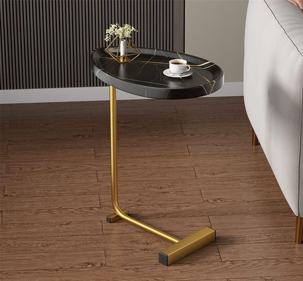 WANLIAN Mesa auxiliar pequeña, mesa auxiliar en forma de C de 23 pulgadas para sofá y cama, mesa de bandeja de TV con marco de metal para sofá, sala