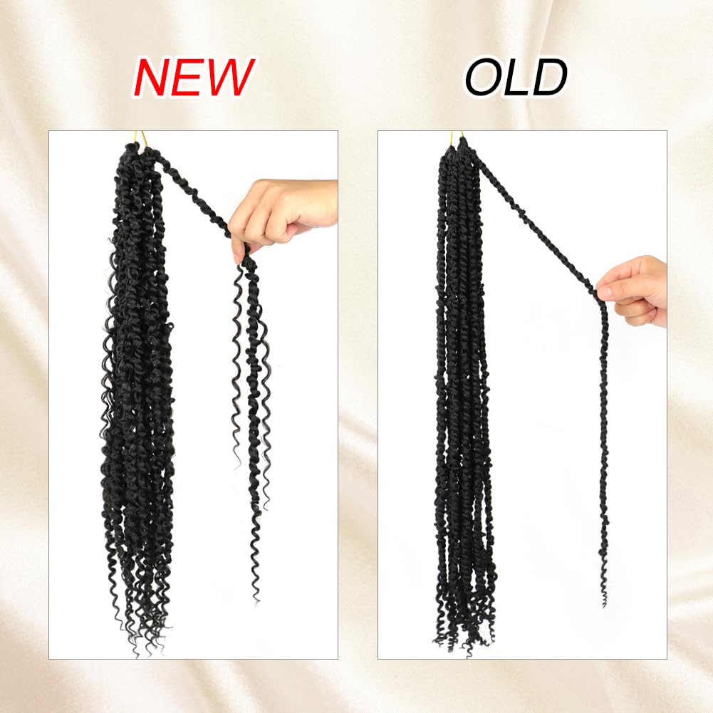 Pelo de ganchillo pretrenzado de 18 pulgadas de largo, cabello trenzado de ganchillo Passion Twist, 8 paquetes de rizos bohemios suaves (18