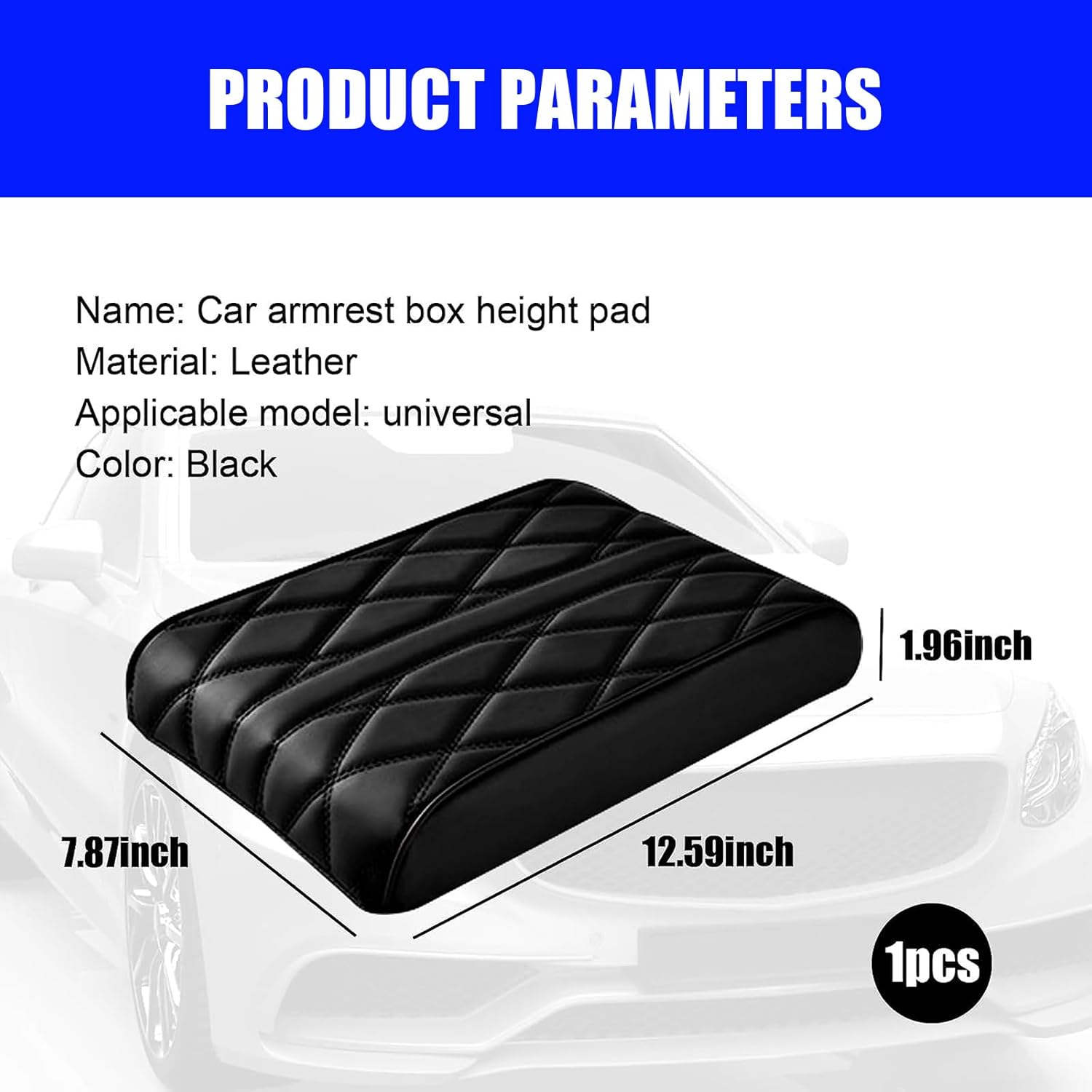 gunhunt Pack-1 almohadilla para reposabrazos de automóvil, funda de cuero de espuma viscoelástica, funda de consola central de automóvil,