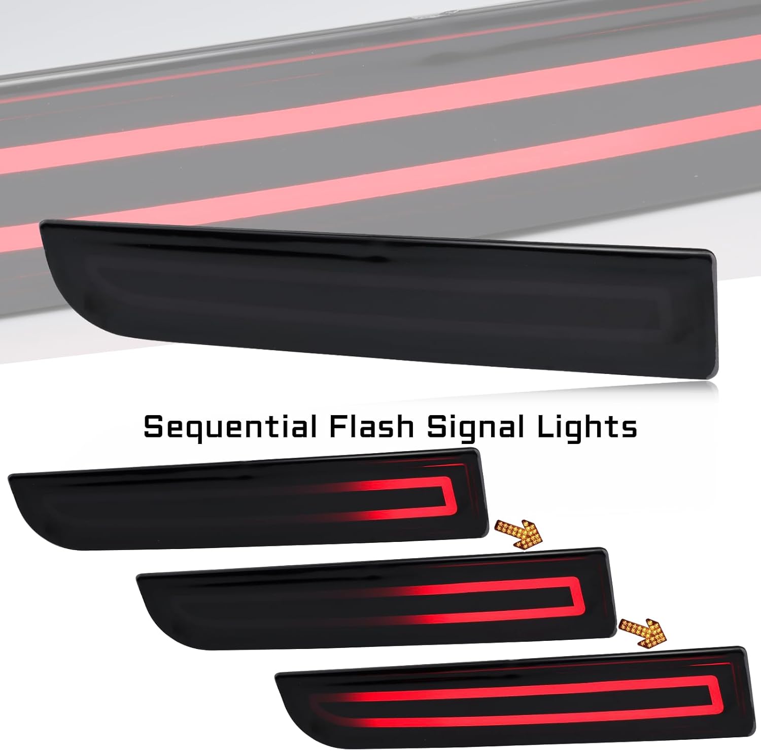 GEEGEETOP Lente ahumada LED reflector trasero parachoques luz antiniebla compatible con Mitsubishi Lancer 2008-2017Evolution X 2008-2017Outlander