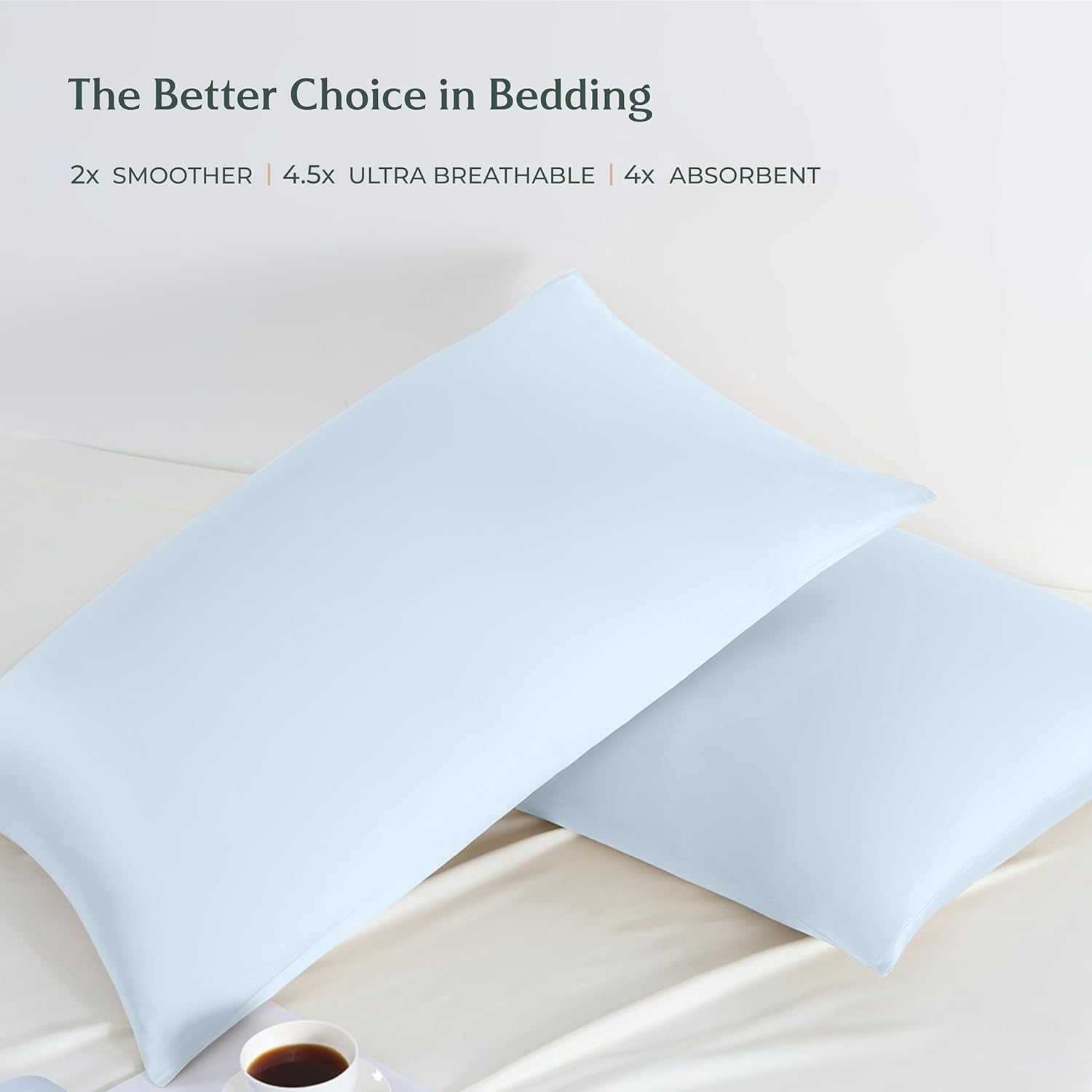 Mayfair Linen Juego de 2 fundas de almohada 100% viscosa derivada de bambú, par de fundas de almohada para almohadas estándarQueen, sedosas, suaves,