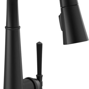 Delta Faucet Emmeline – Grifo de barra negro mate con rociador extraíble, grifo de fregadero de barra negra de un solo agujero, grifos de barra Delta Faucet Emmeline – Grifo de barra negro mate con rociador extraíble, grifo de fregadero de barra negra de un solo agujero, grifos de barra