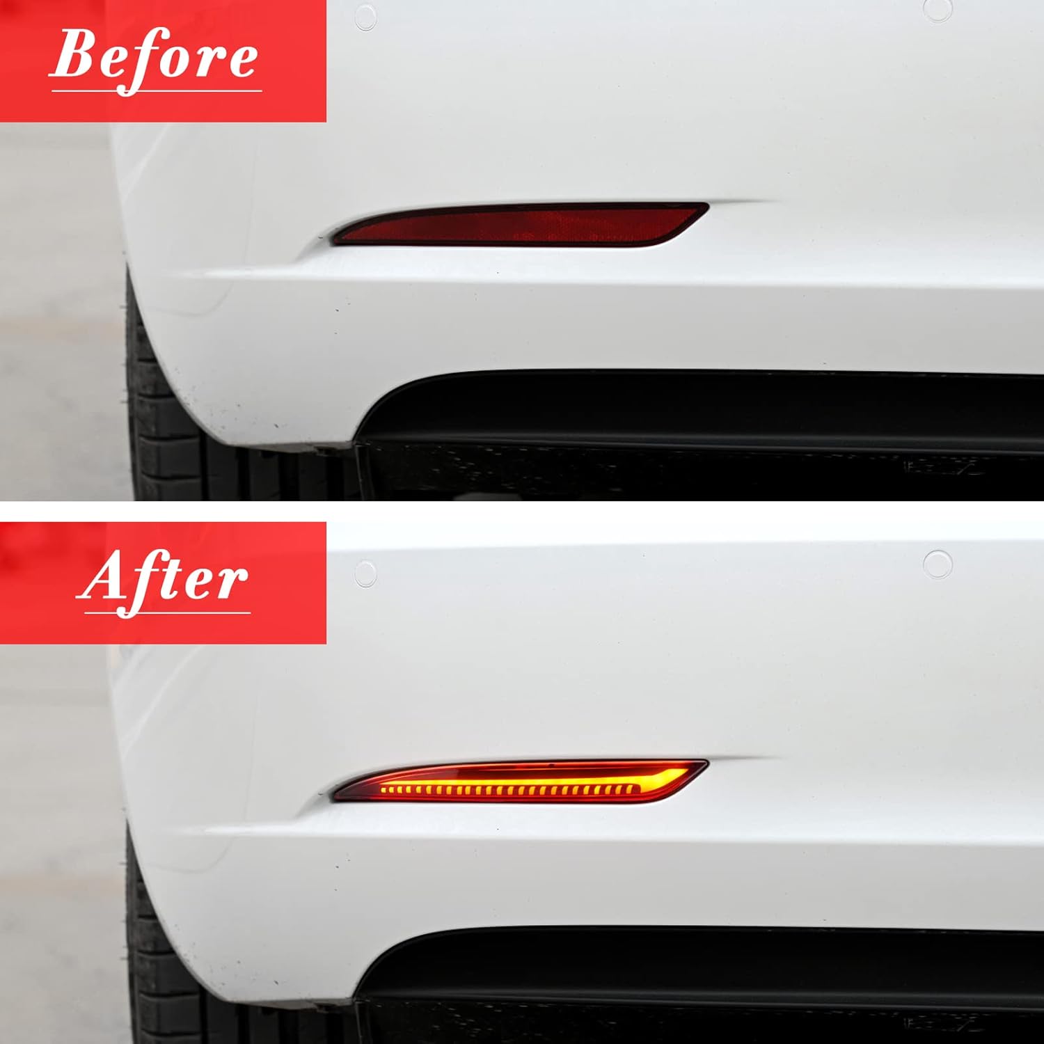 Luces LED para parachoques trasero para Tesla Modelo Y 2017-2022, color negro ahumado, funciona como faro antiniebla trasera, luz de freno trasero