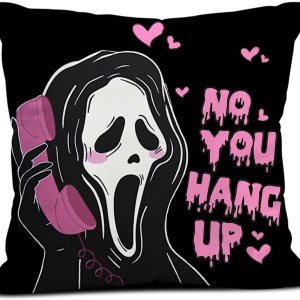 No You Hang Up – Funda de almohada con diseño de fantasma rosa, color negro, para Halloween, Día de San Valentín, decoración para sofá, dormitorio, No You Hang Up – Funda de almohada con diseño de fantasma rosa, color negro, para Halloween, Día de San Valentín, decoración para sofá, dormitorio,