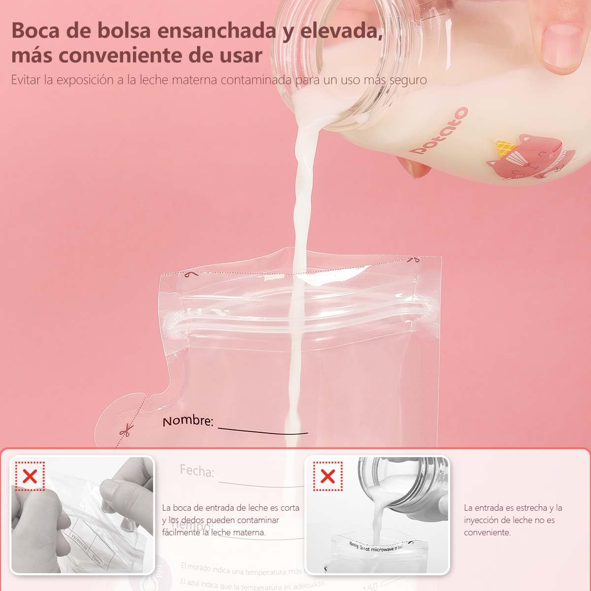 Bolsas de almacenamiento de leche materna, 150 unidades con 8.5 onzas, bolsa de almacenamiento de leche desechable autosuficiente, preesterilizada,