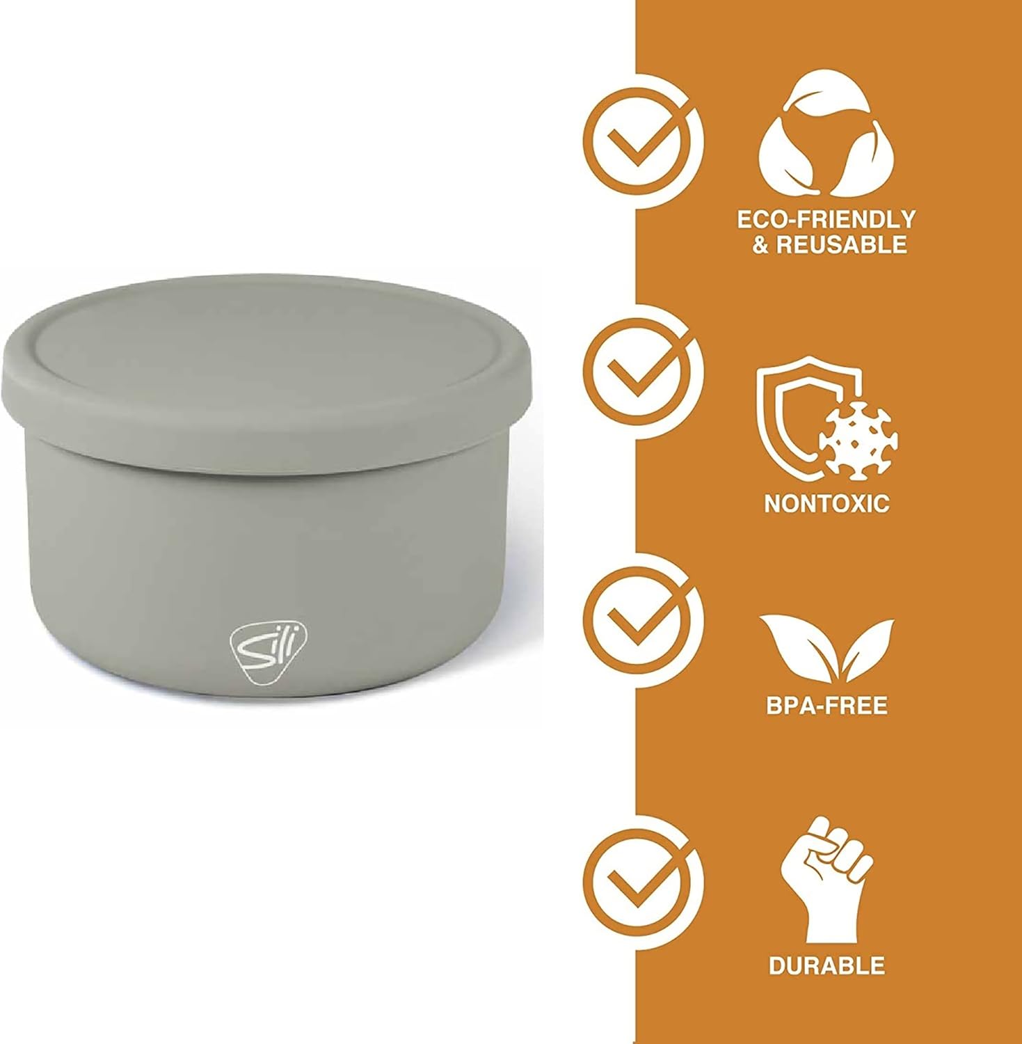 Silipint Cuencos de silicona con tapa de 20 oz paquete de 2 Moonstone – irrompible, flexible, microondas, lavavajillas, antideslizante
